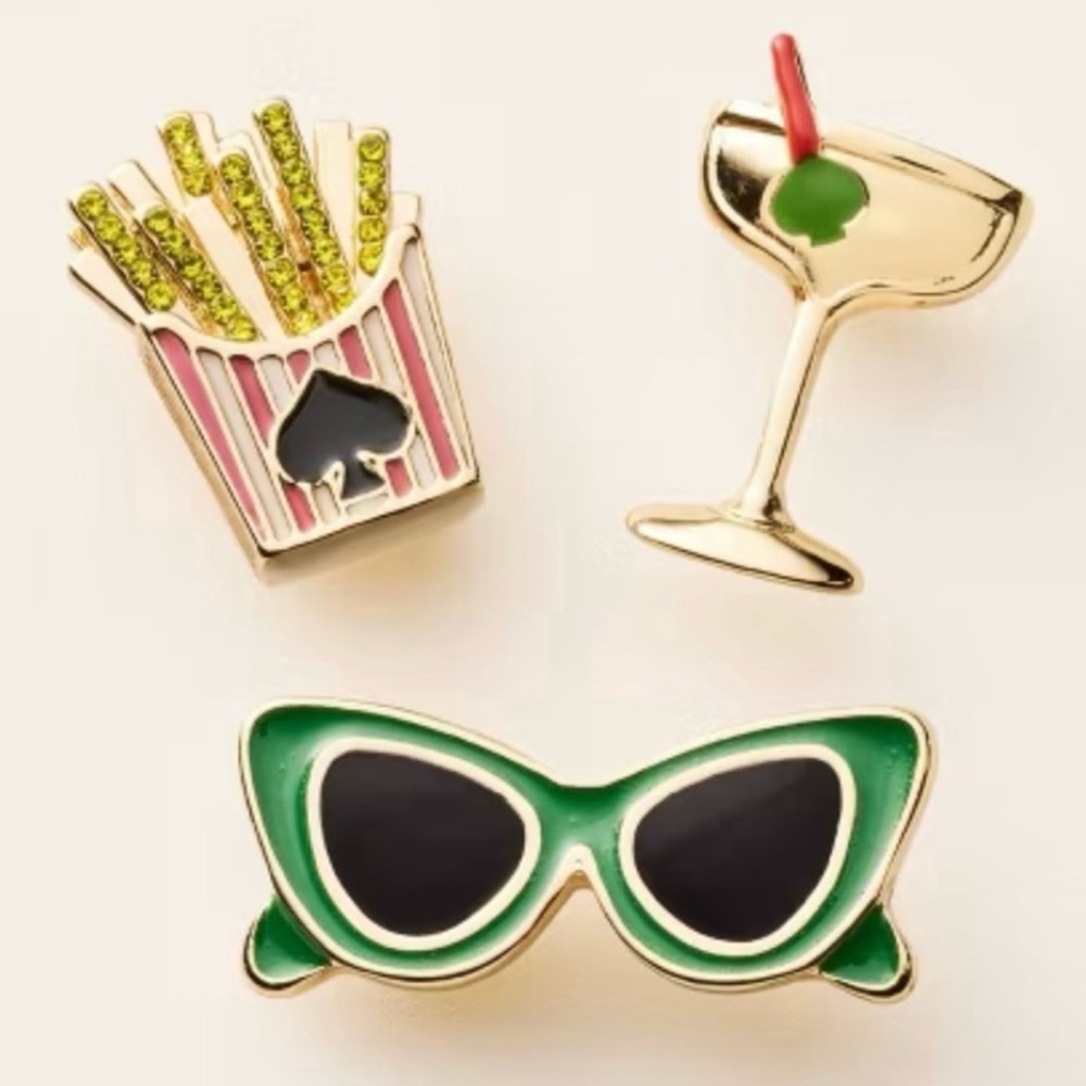 Kate Spade Target Brooch Set with Green Accents